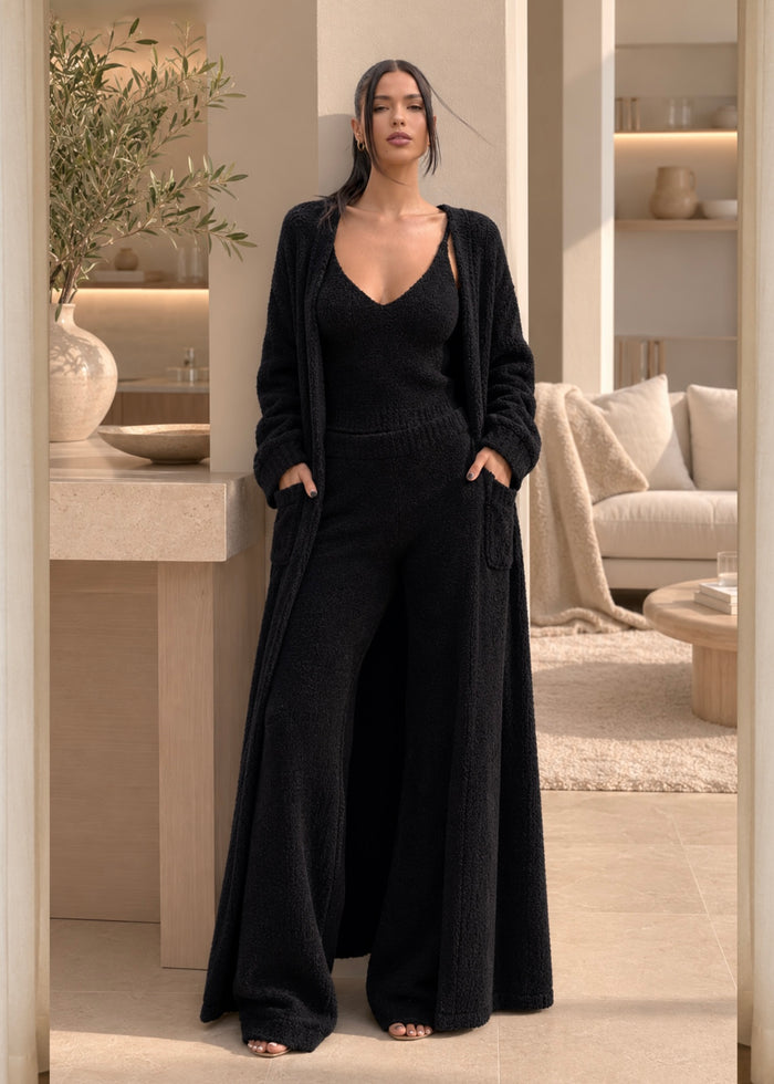 Golden Hour Teddy Robe + V-neck + Flares Set