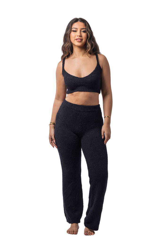 Angel Teddy + Crop + Flares Set (2-Piece) Sultry Black