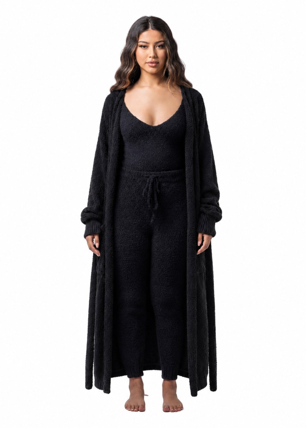Moonlight Teddy Robe + V-neck + Leggings Set
