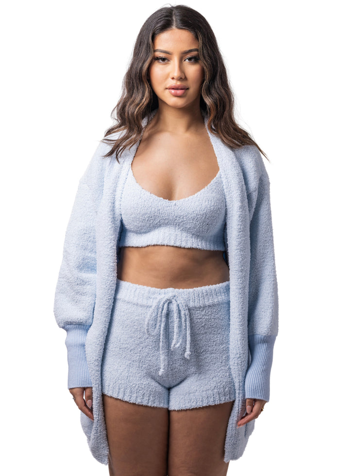 Bae Teddy Crop + Shorts Set (3-piece) Baby Blue