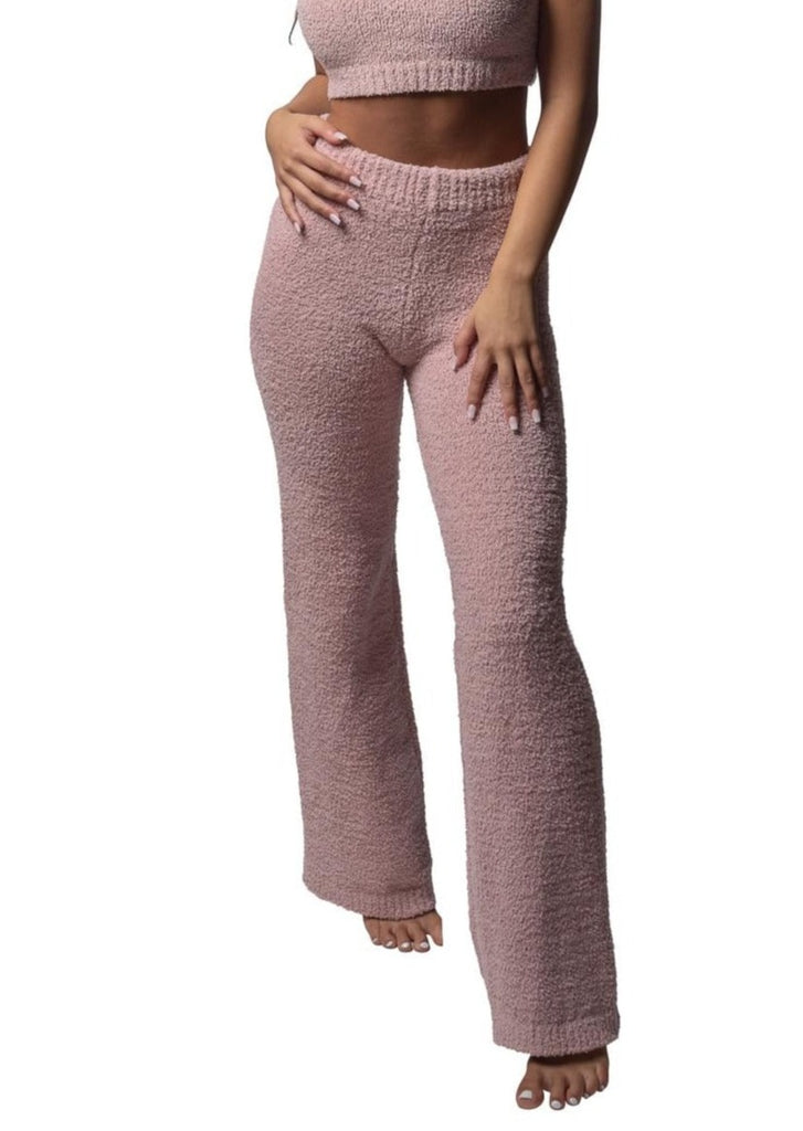 pink cotton flared pants