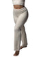 cream cotton flared pants 