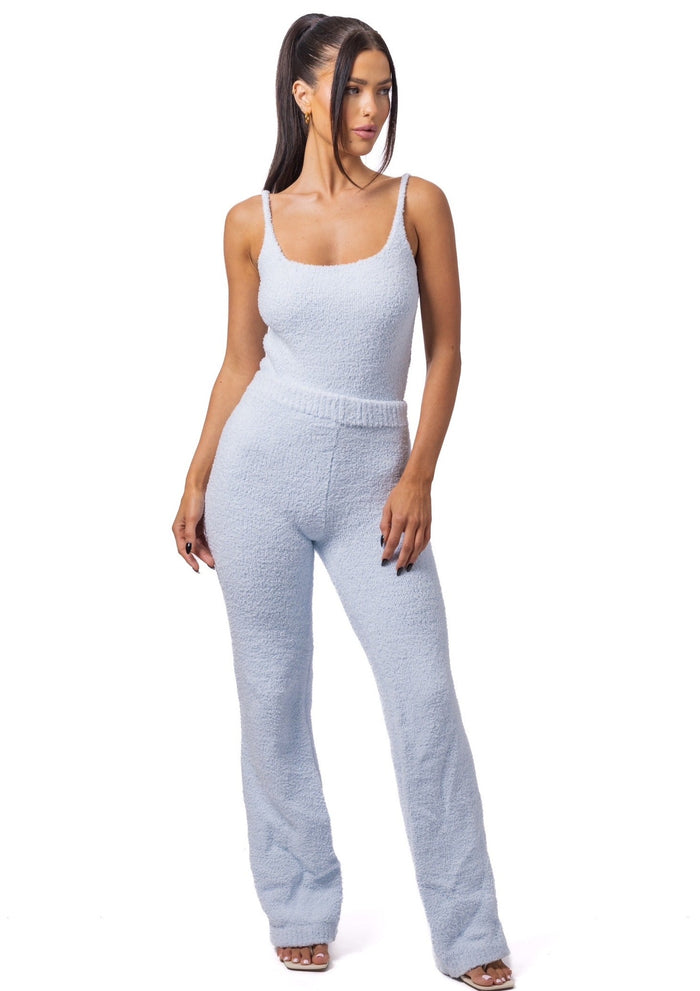 Lounge Lover Flared Pants + Sq cut Singlet Teddy Set (2-Piece)